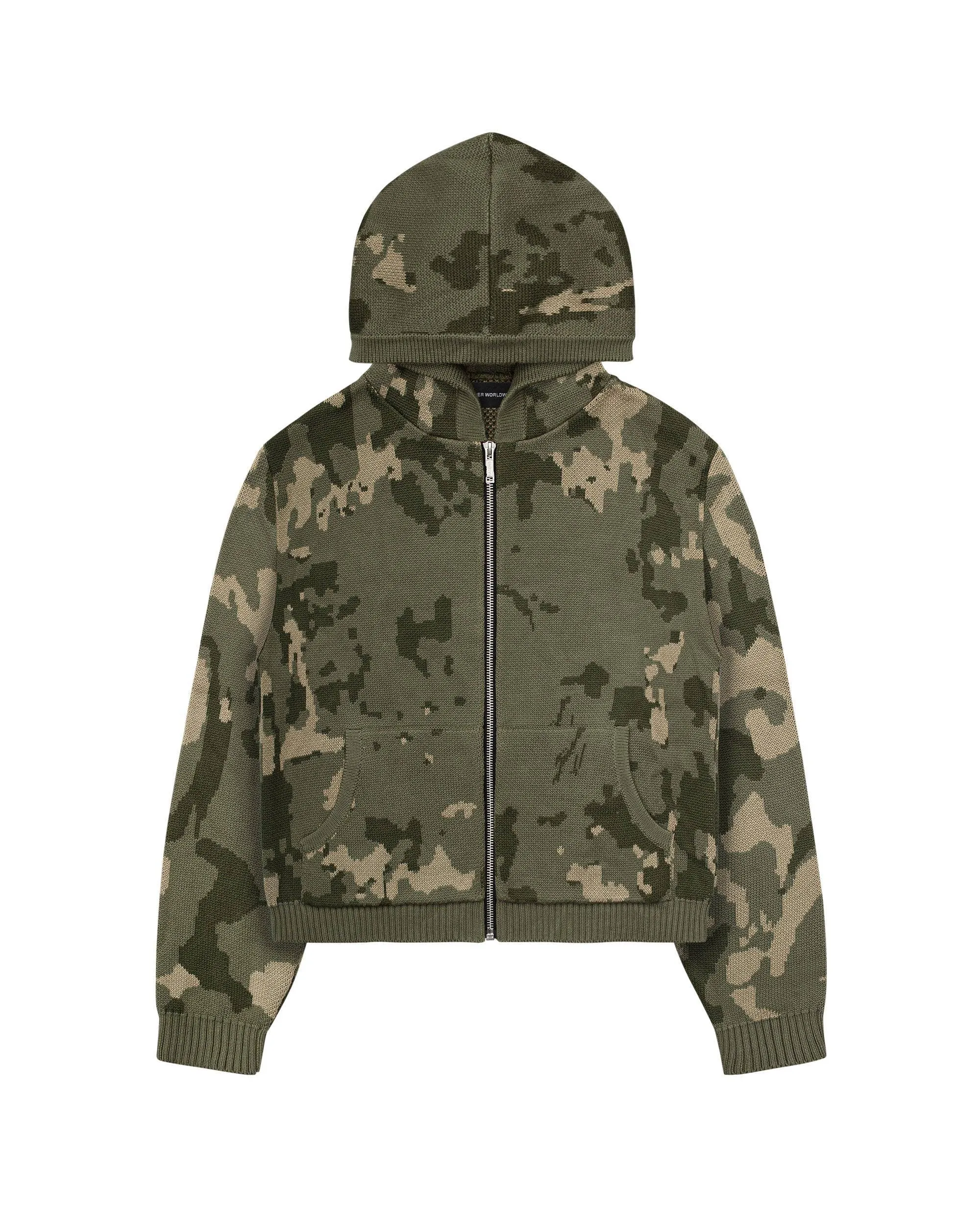 Green Camo Knit Hoodie