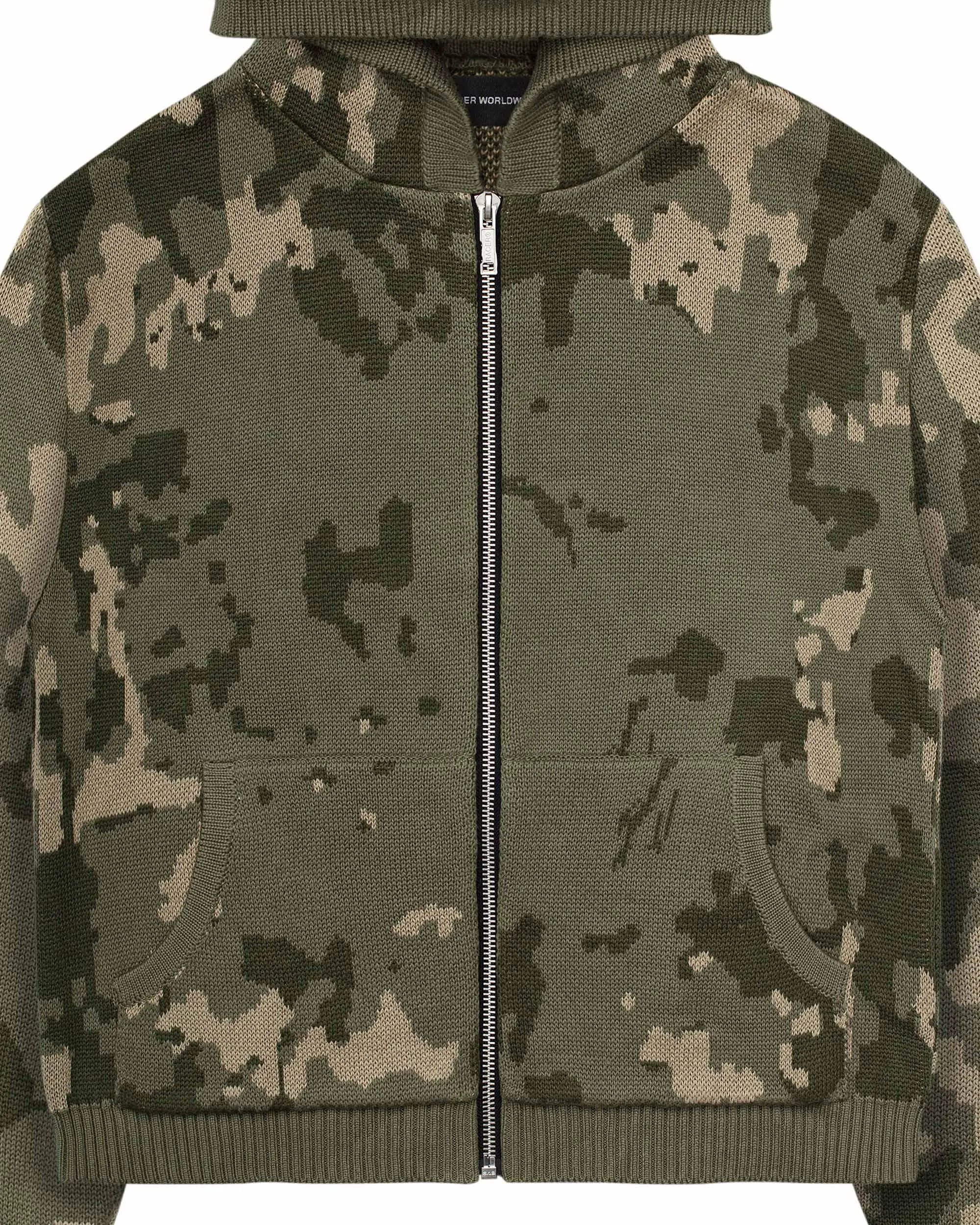 Green Camo Knit Hoodie