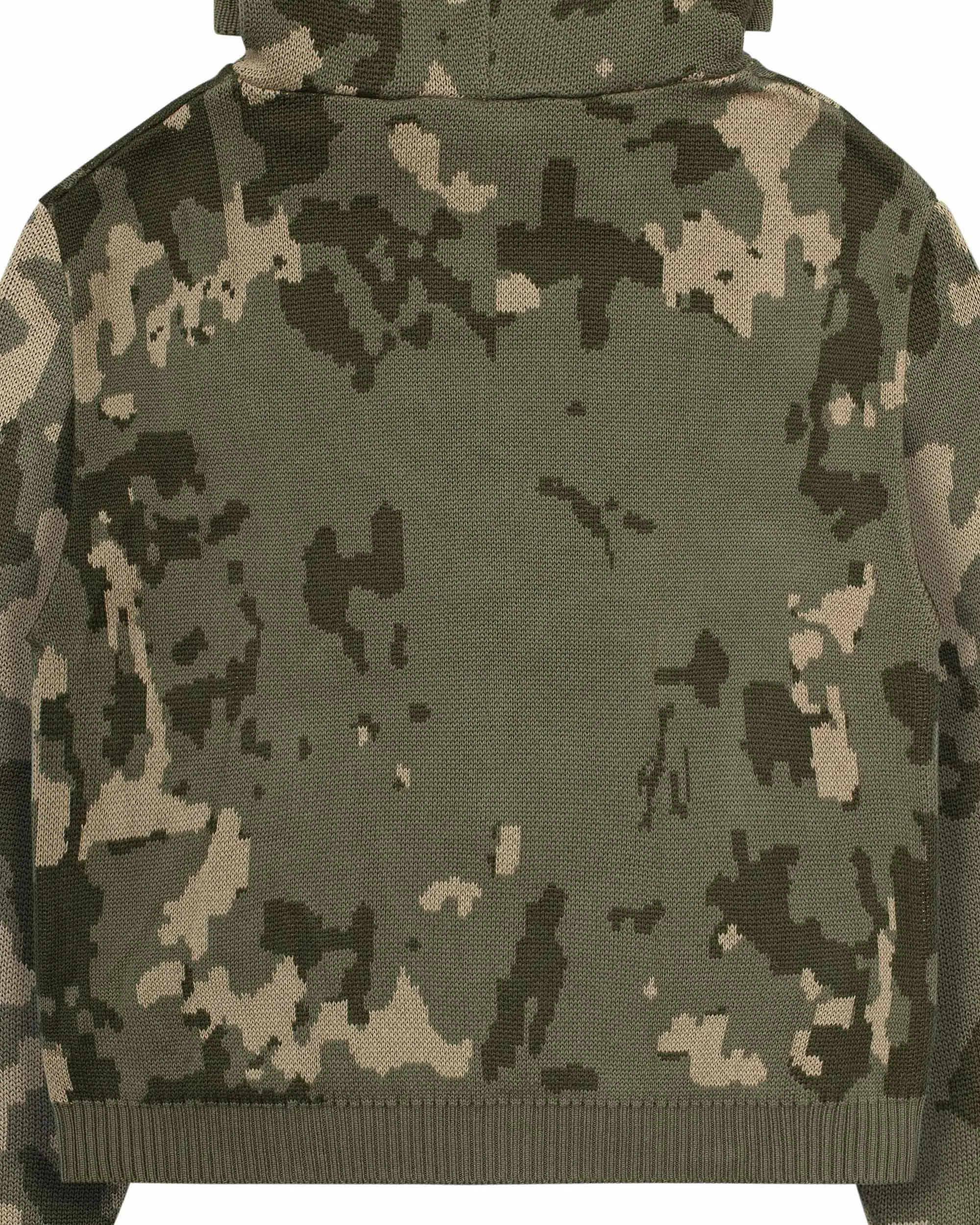 Green Camo Knit Hoodie