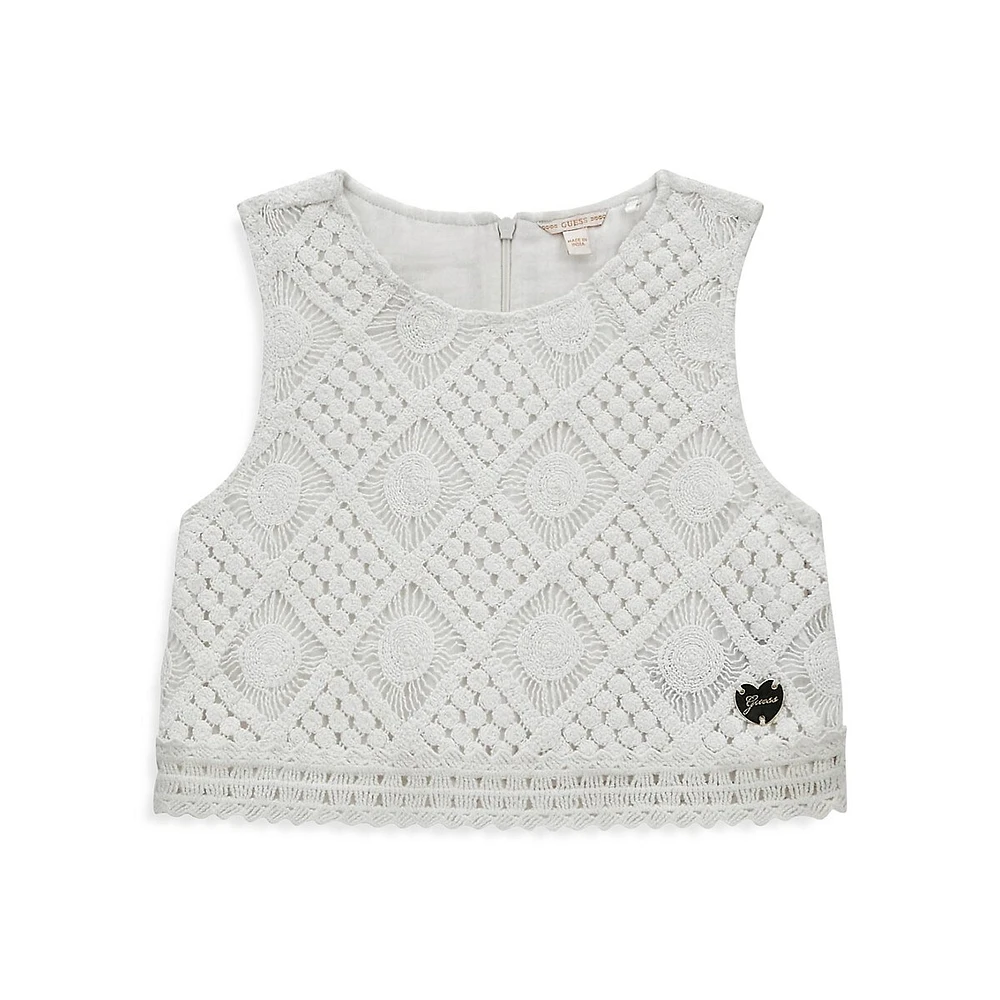 GUESS Girl's Sleeveless Macrame Lace Top