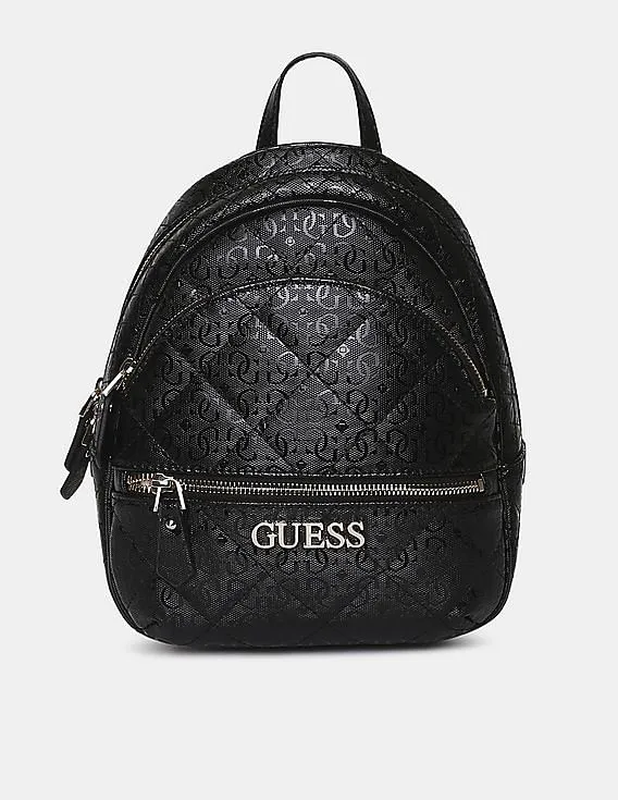 GUESS Women Black Quilted Wilona Backpack