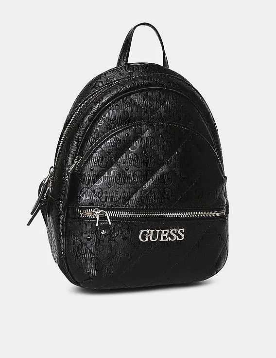 GUESS Women Black Quilted Wilona Backpack