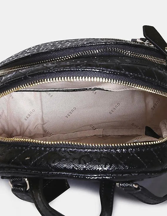 GUESS Women Black Quilted Wilona Backpack