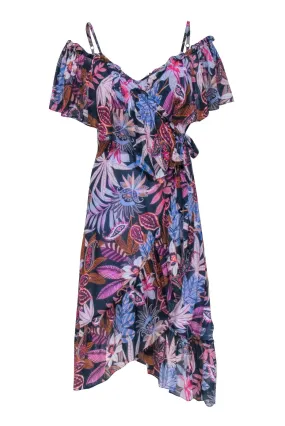 Hale Bob - Navy Wrap Midi Dress w/ Paisley Print Sz XS