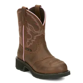 Justin Women's Wanette 8 Inch ST WP Work Boot Aged Bark