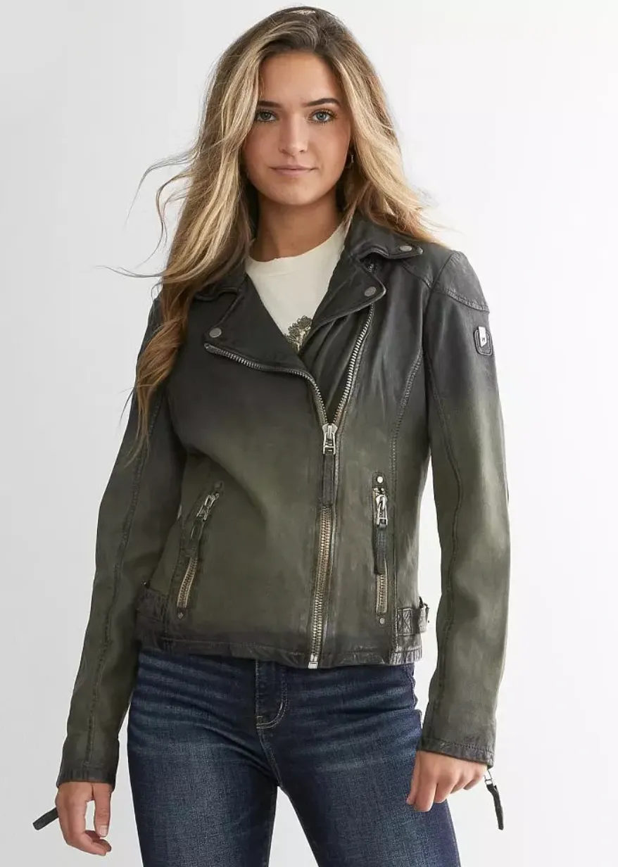 Karyn Leather Jacket - Jade