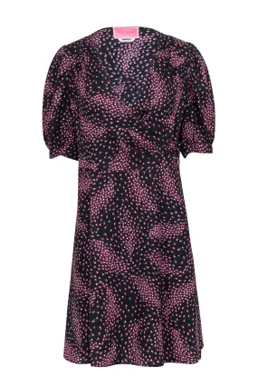 Kate Spade - Black w/ Pink, Orange, & Purple Print Wrap Dress Sz 6