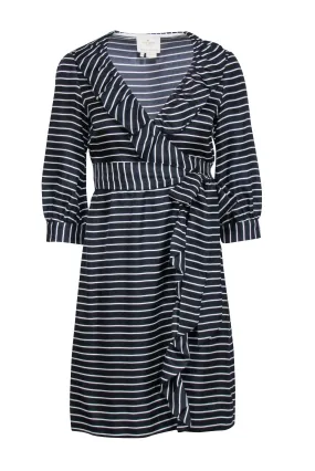 Kate Spade - Dark Navy & White Striped Daniella Wrap Dress Sz 00