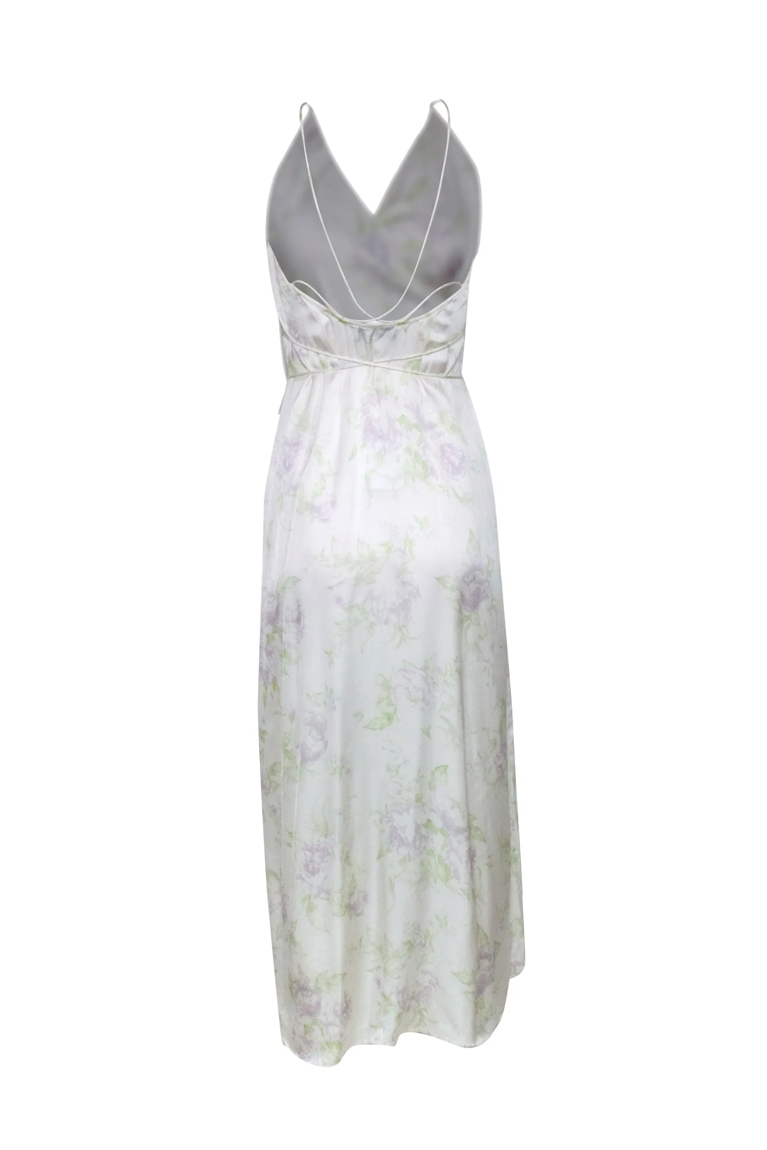 L'Academie - Ivory & Green Floral Sleeveless Wrap Dress Sz S