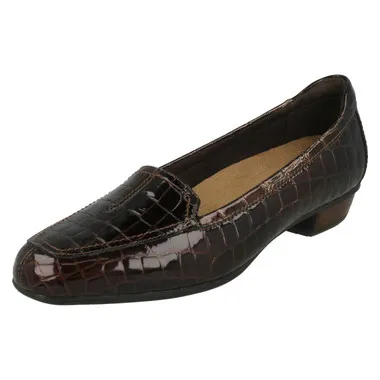 Ladies Clarks Loafer Croc Design Low Heels Caswell Time