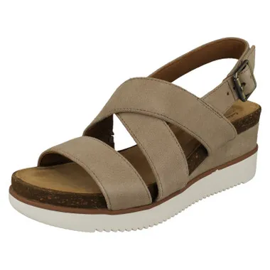 Ladies Clarks Slingback Wedge Heeled Sandals - Lizby Cross