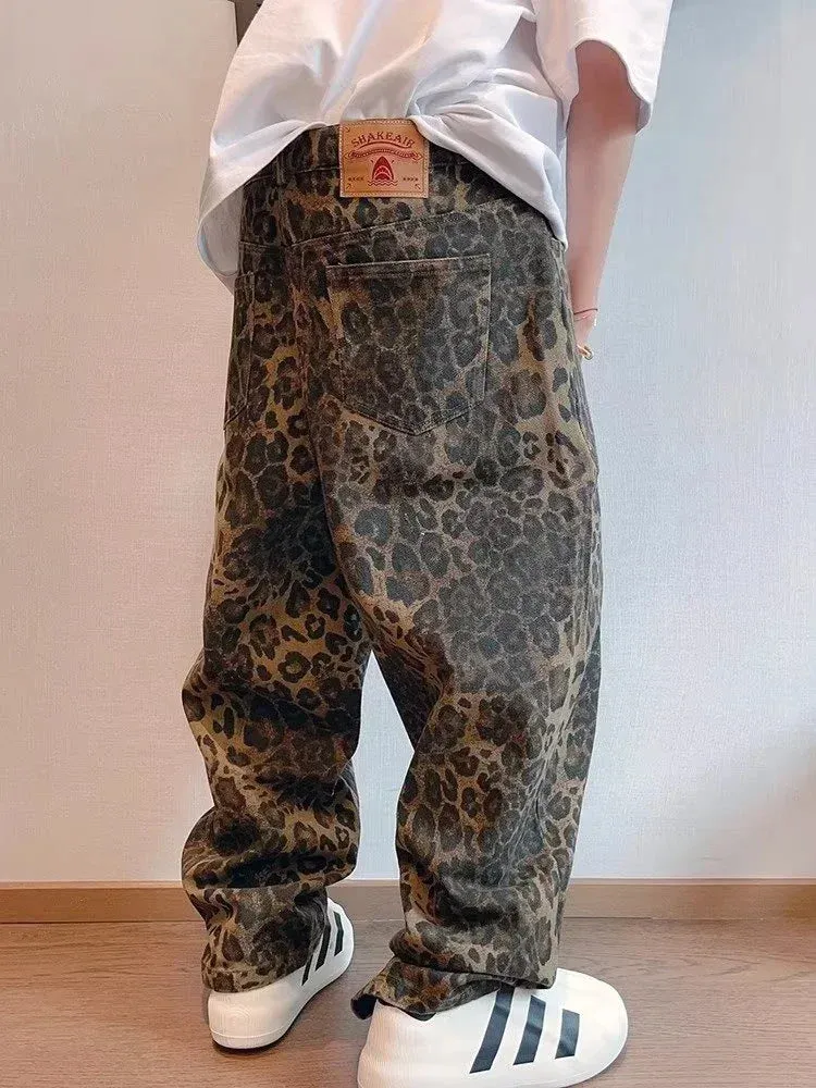 Leopard Pattern Wide Leg Style Pants