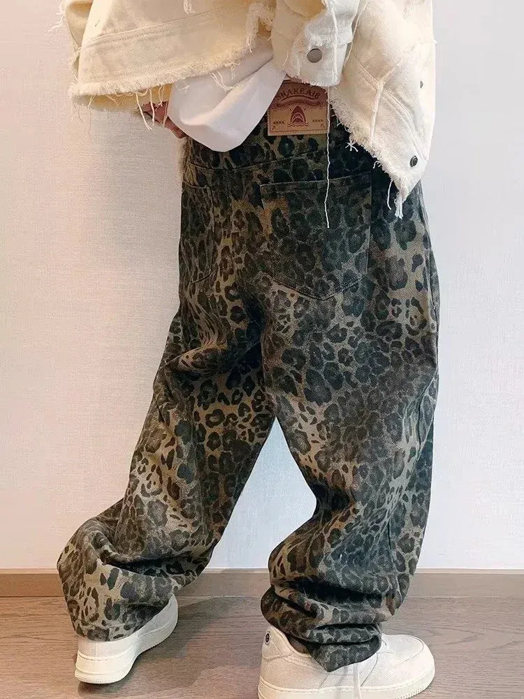 Leopard Pattern Wide Leg Style Pants