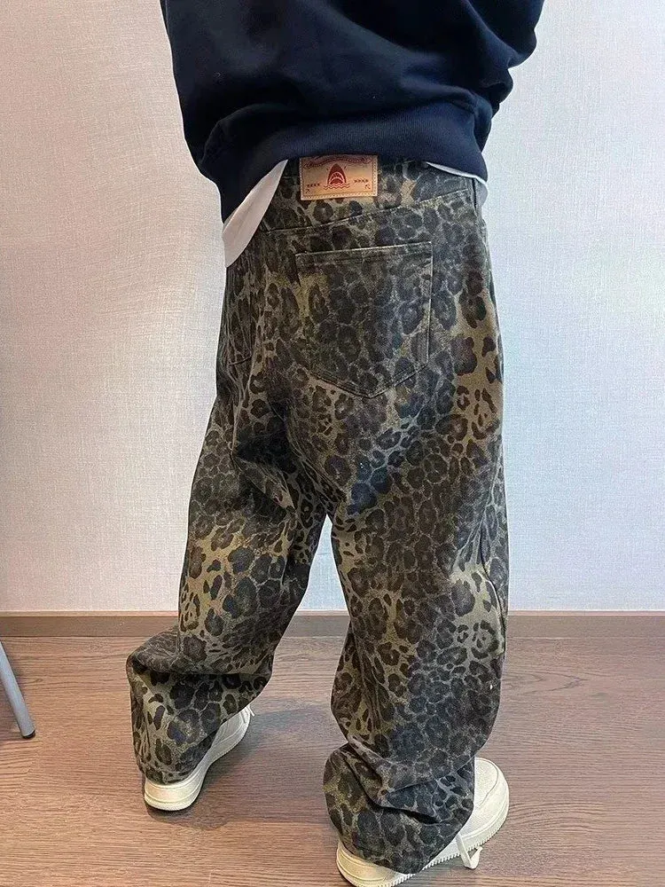 Leopard Pattern Wide Leg Style Pants