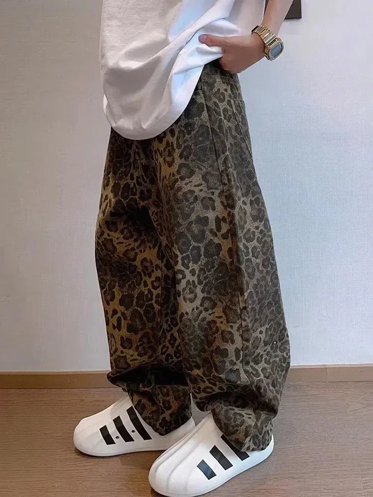 Leopard Pattern Wide Leg Style Pants