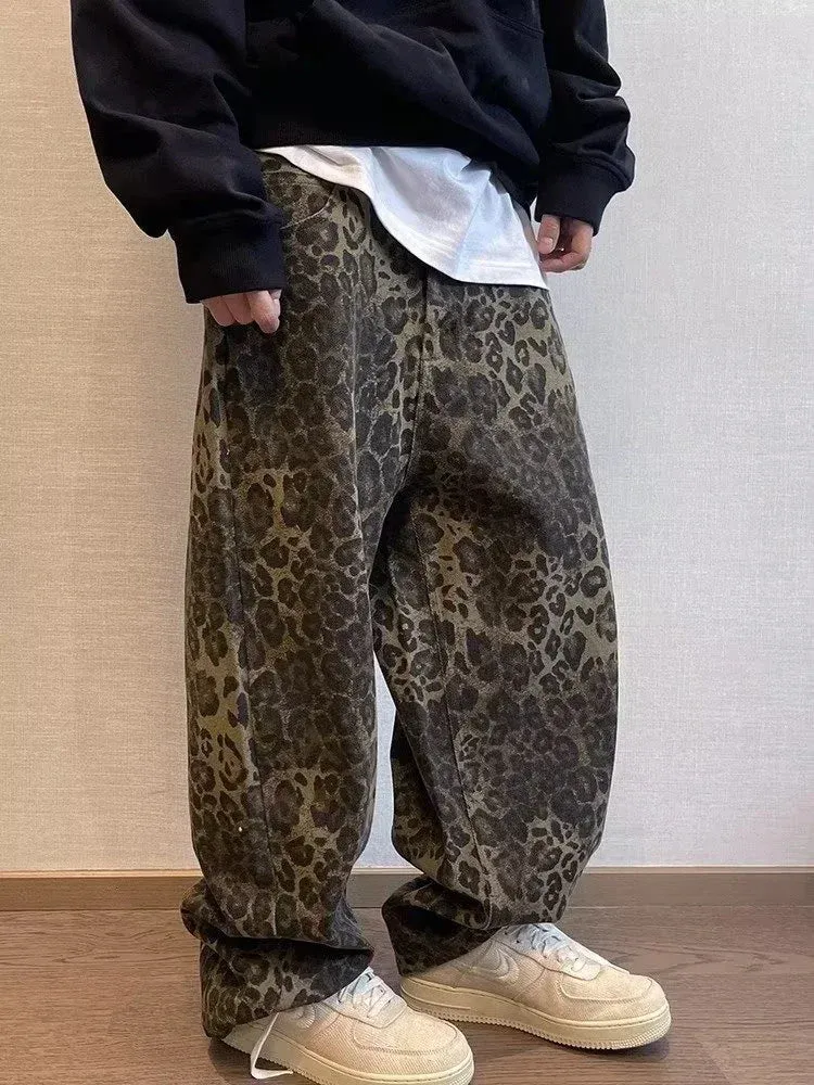 Leopard Pattern Wide Leg Style Pants