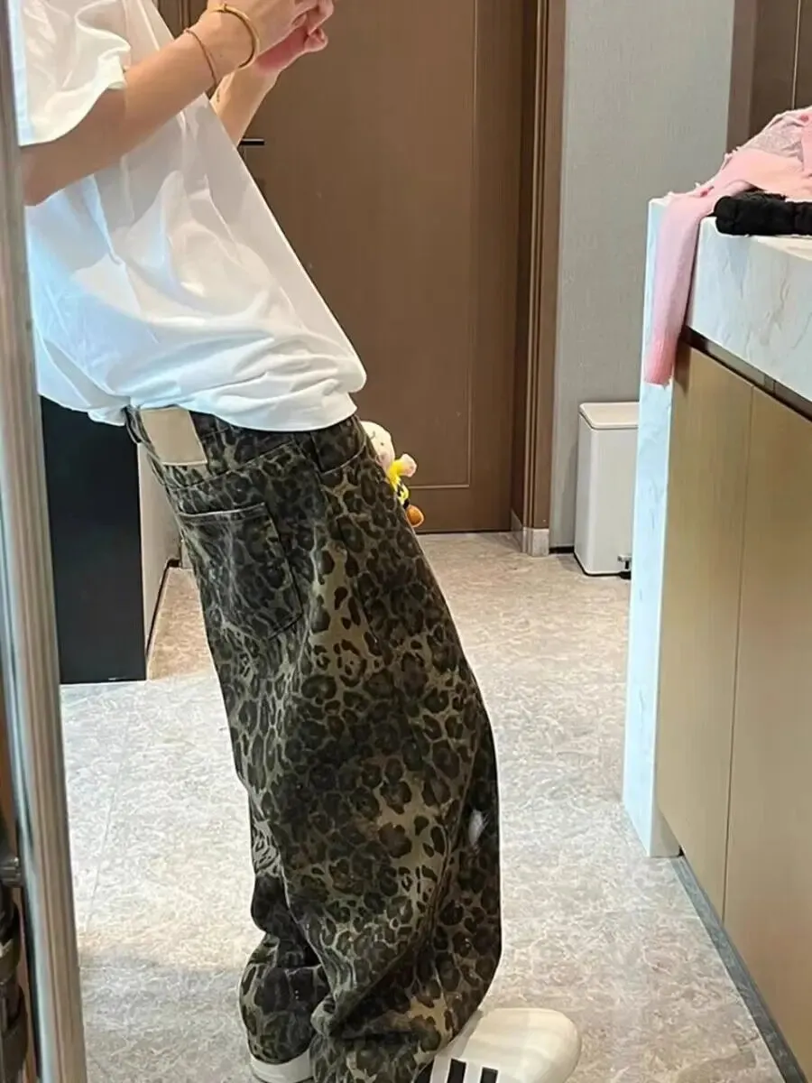 Leopard Pattern Wide Leg Style Pants