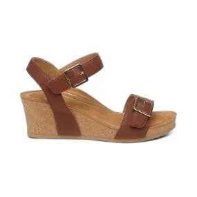 Lexa Quarter Strap Wedge Sandals Walnut