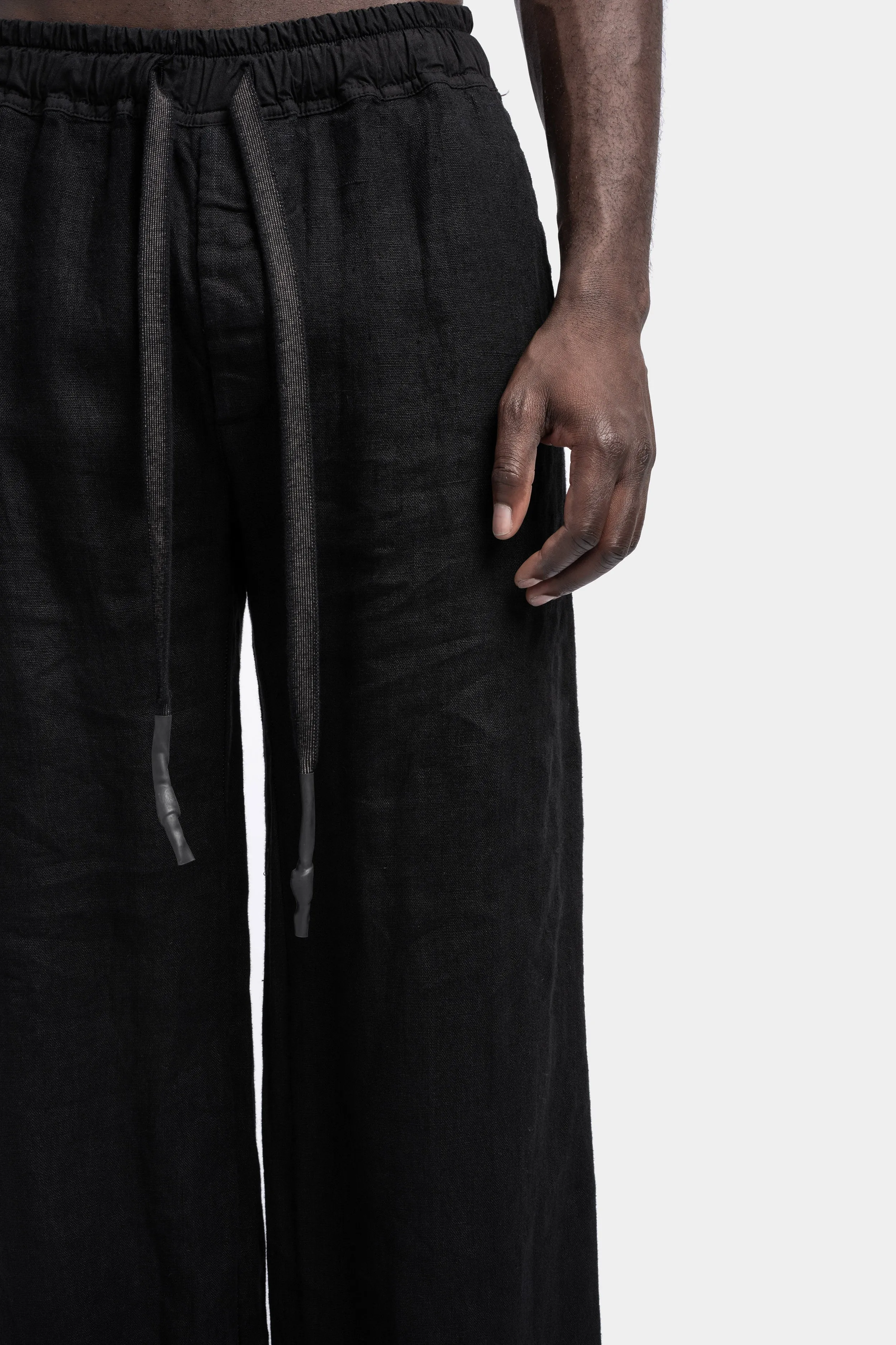 Light linen wide pants, Noir