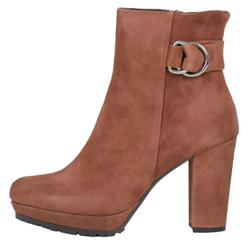 L'Amour by Albano Suede Buckled Ankle Boot