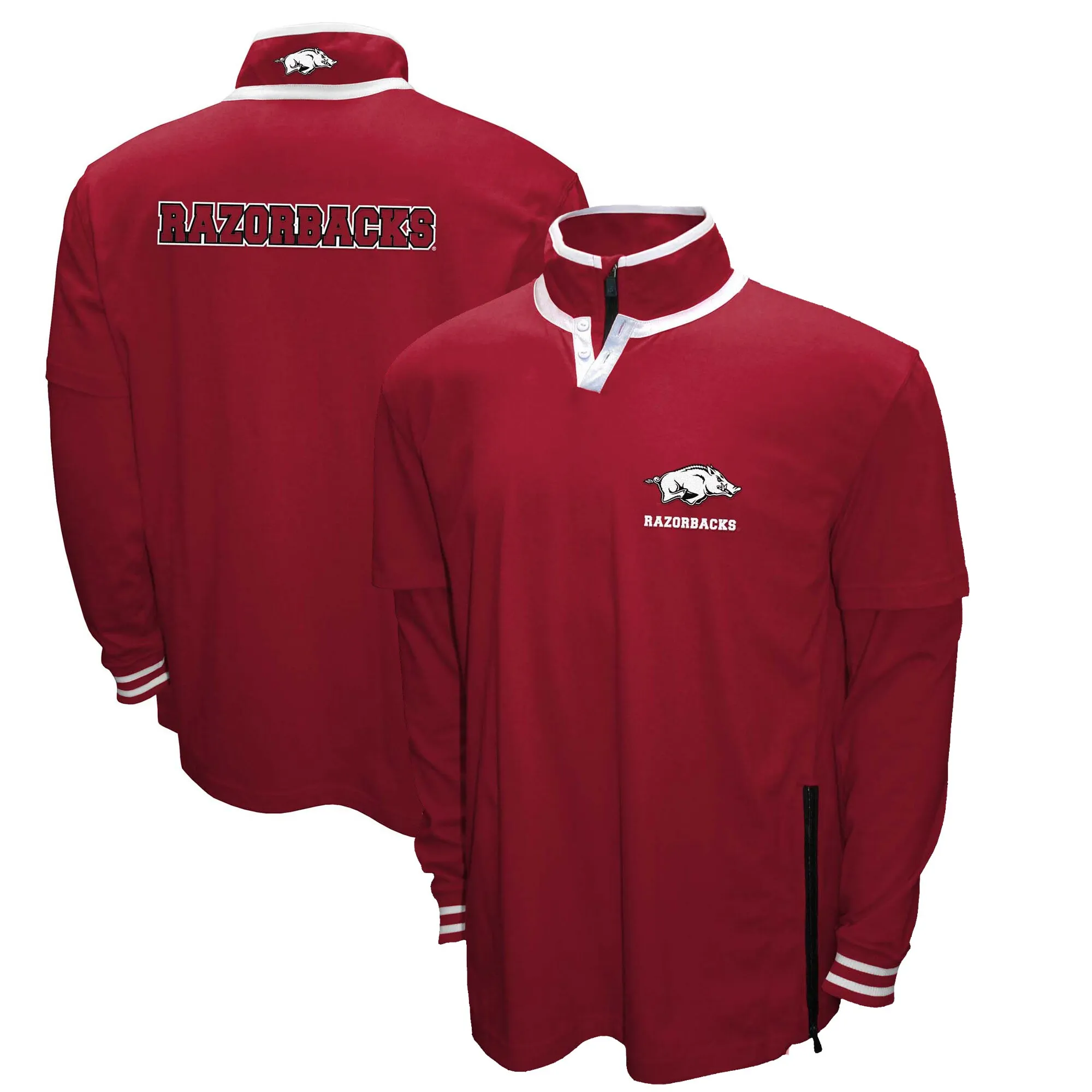 Men's Franchise Club Cardinal Arkansas Razorbacks 3-in-1 Double-Down T-Shirt & Quarter-Zip Pullover Set