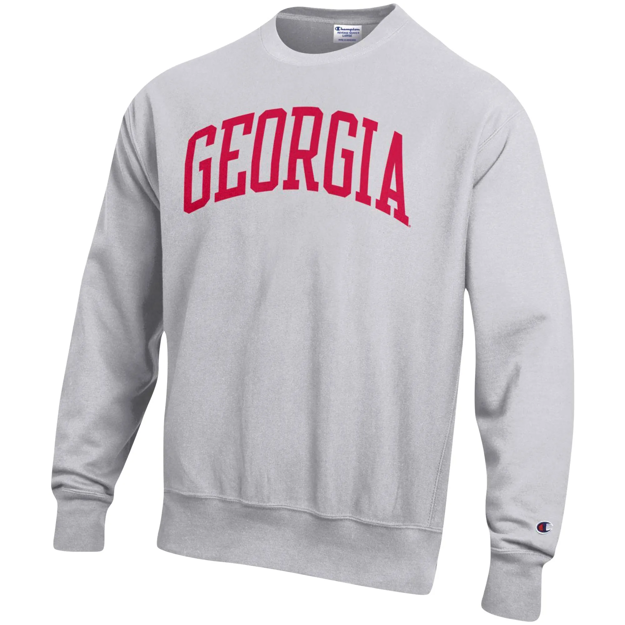 Men's Champion Heathered Gray Georgia Bulldogs Big & Tall Reverse Weave Fleece Crewneck Pullover Sweatshirt