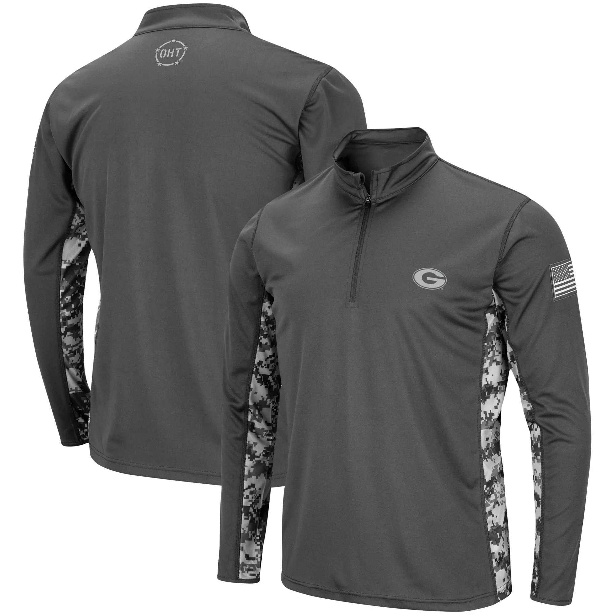 Men's Colosseum Charcoal Georgia Bulldogs OHT Military Appreciation Digital Camo Lightweight Quarter-Zip Pullover