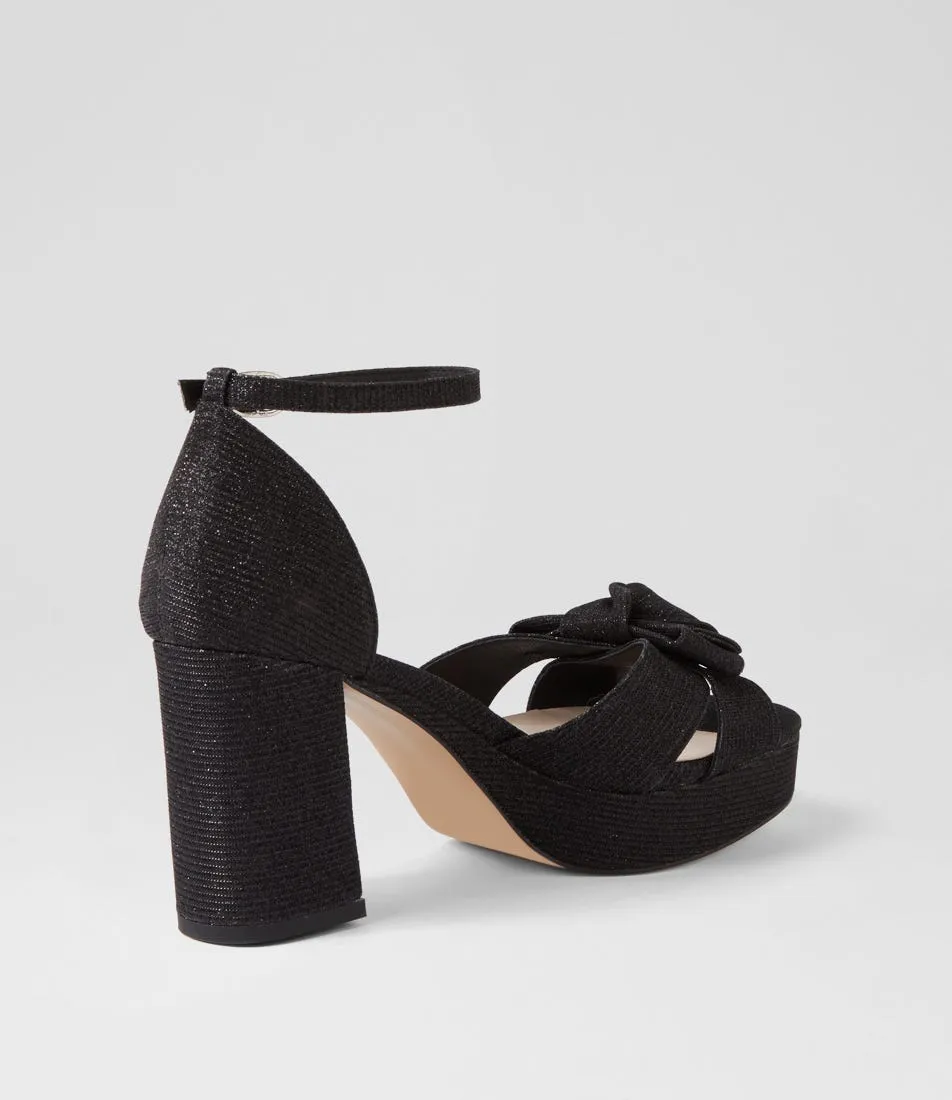 MIDAS Oletta Black Shine Fabric Sandals