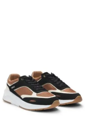 Mixed-material trainers with suede and mesh