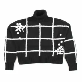 Monnalisa Black And White Checked Cropped Pullover