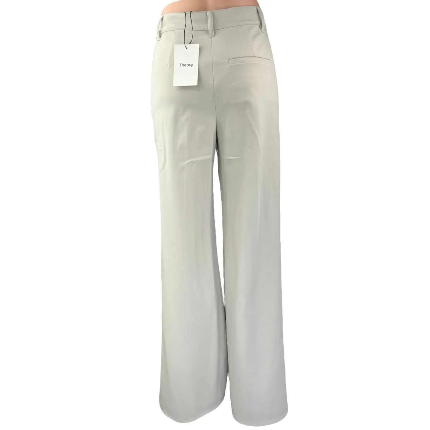 NEW Theory Women's White Terena High Waisted Wide Leg Trouser Dress Pants Size 0