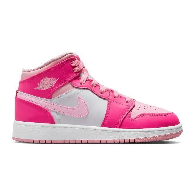 Nike air jordan 1 mid gs (fierce pink/ white/ medium soft pink/ fierce pink) big kids 3.5y-7y fd8780