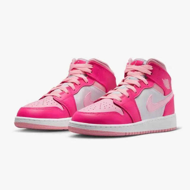 Nike air jordan 1 mid gs (fierce pink/ white/ medium soft pink/ fierce pink) big kids 3.5y-7y fd8780