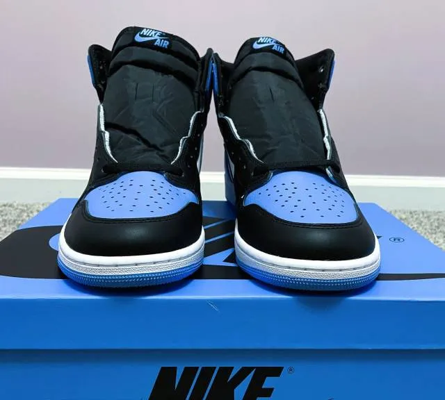 Nike air jordan 1 retro high og unc toe university blue blac