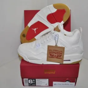 Nike air jordan 4 retro white x levi's gs 6.5 us 6 uk 39 eu