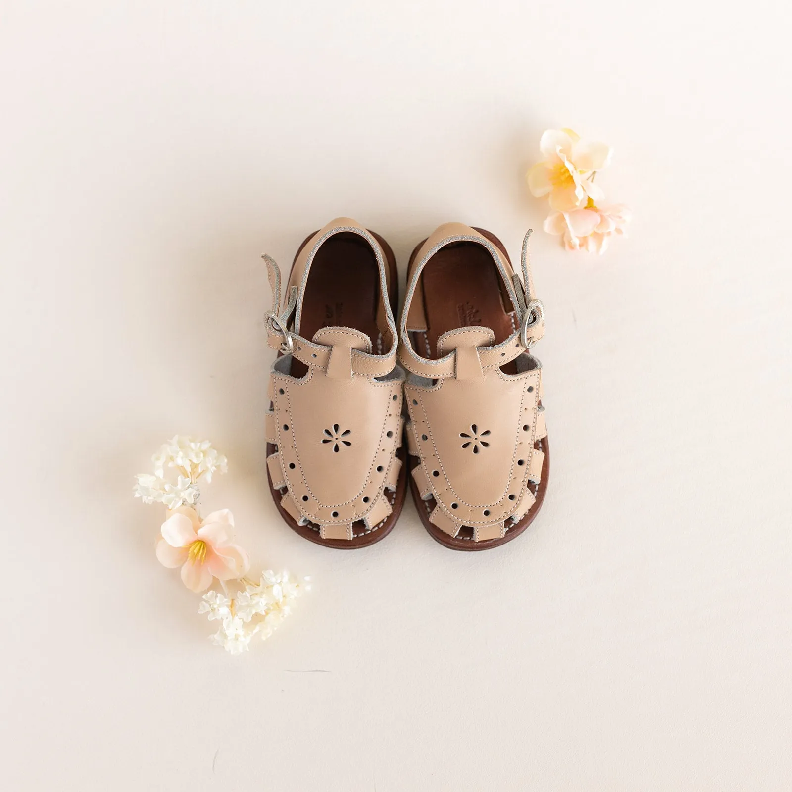 Nude Blush Flora {Children's Leather Sandals}