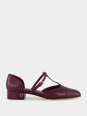 Oxblood Mid-Heel Leather Sandals