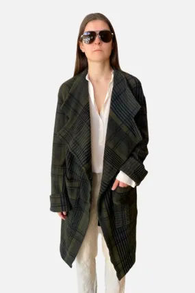 Plaid Long Jacket - Green