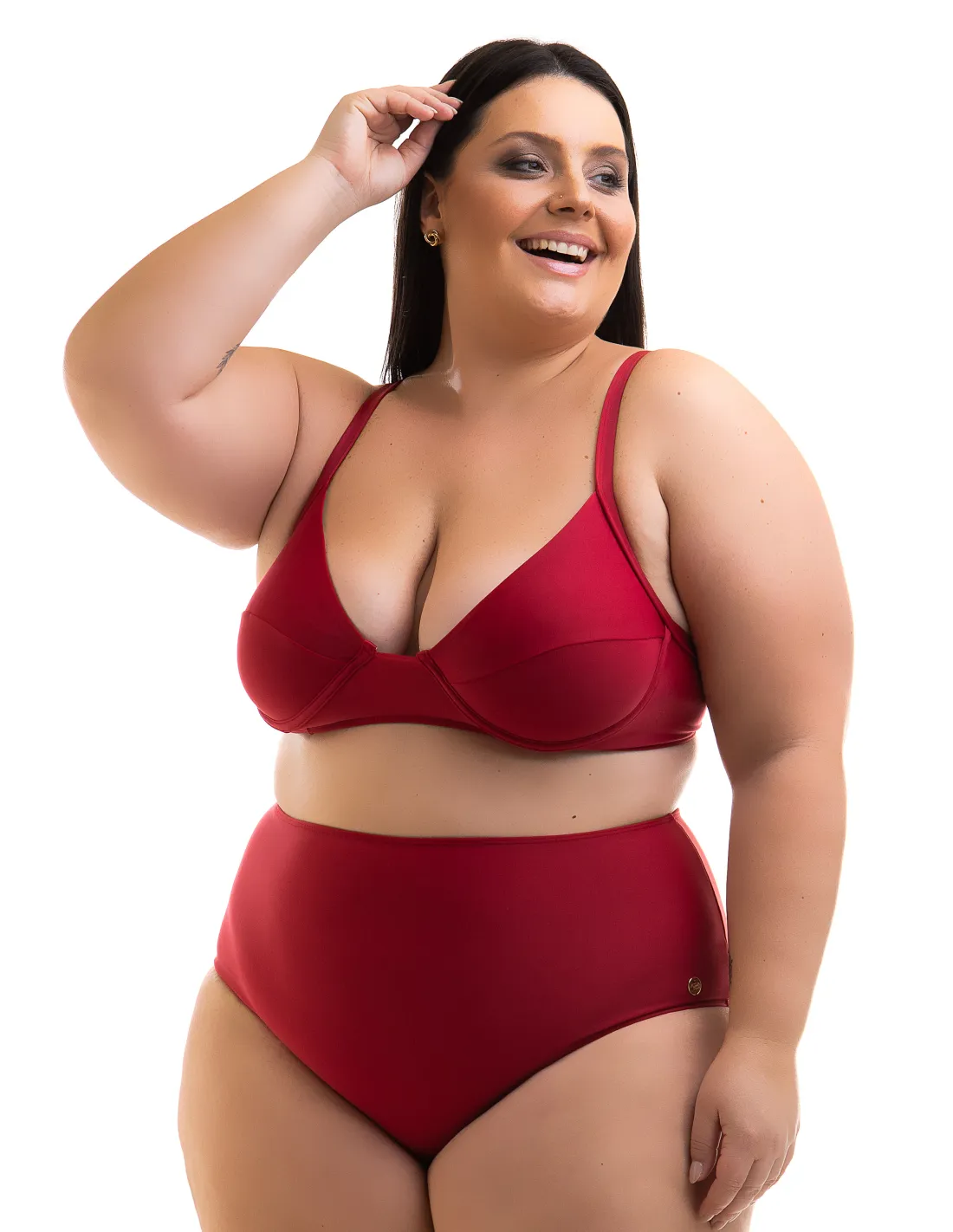 Plus Size Dark Red Underwired Balconette Bikini - Bikini Ruana Divino