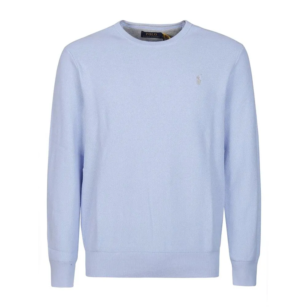 POLO RALPH LAUREN Regular Fit Light Blue Honeycomb Pullover | Menswear Online