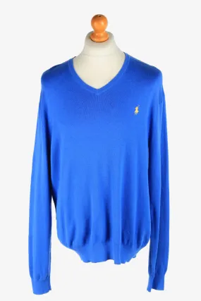 Polo Ralph Lauren V Neck Jumper Pullover 90s Dark Blue XL - Pepper Tree London