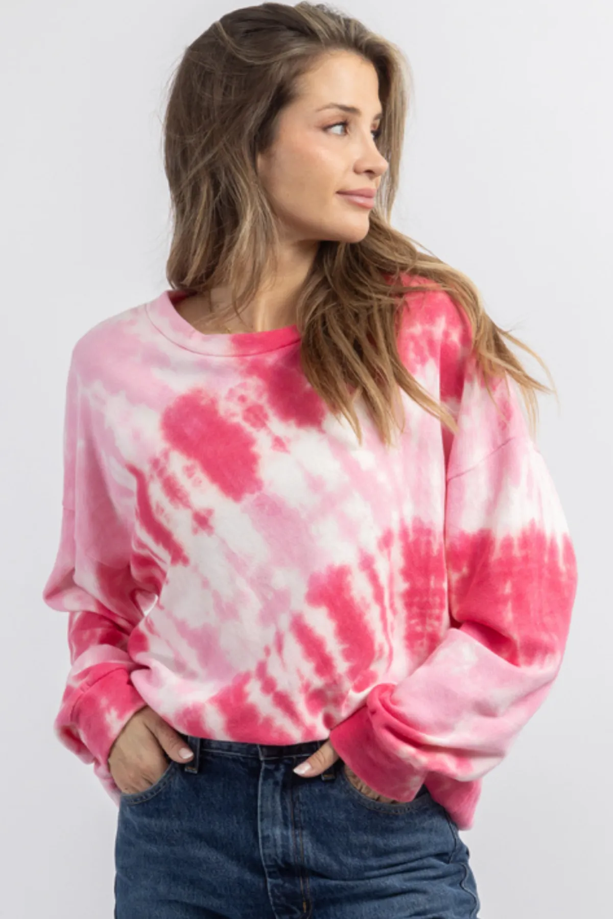 POP OF PINK DYED PULLOVER