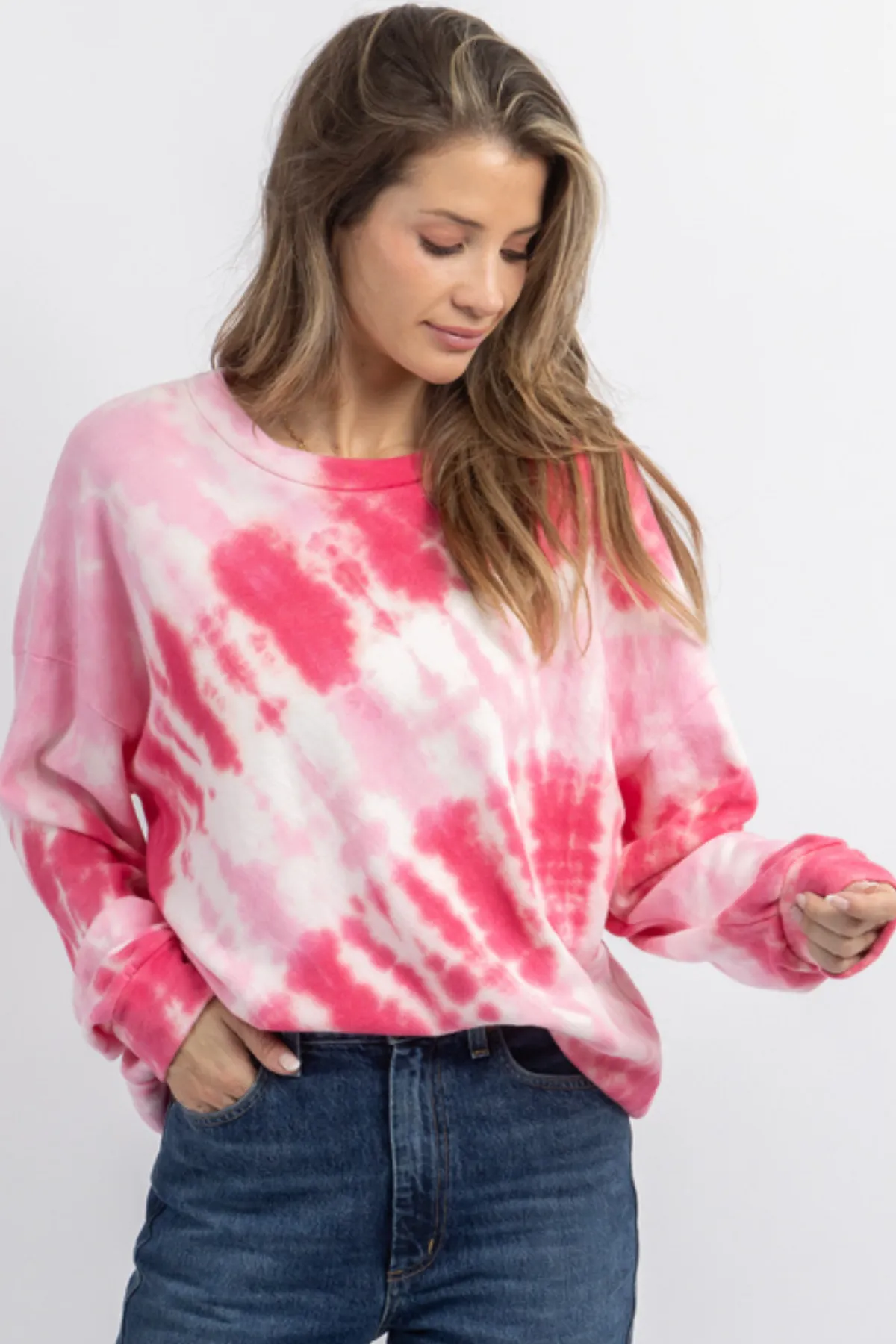 POP OF PINK DYED PULLOVER