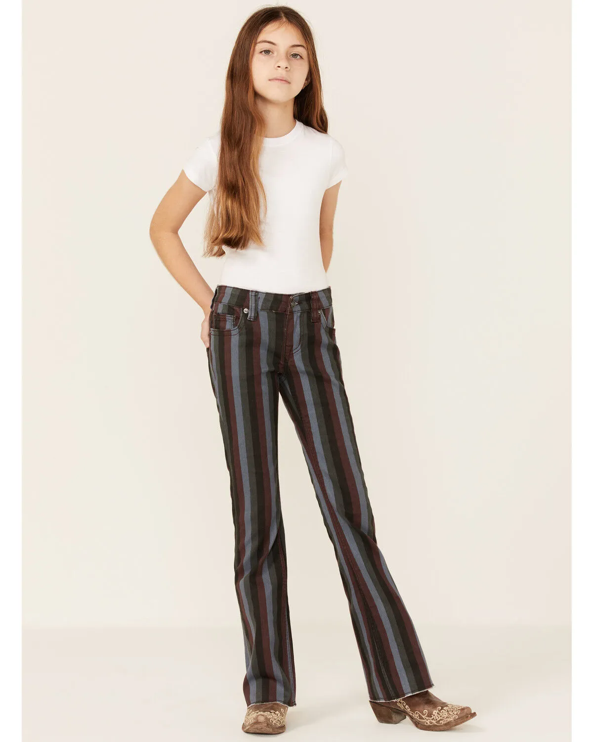 Product Name:  Rock & Roll Denim Girls' Stripe Stretch Trouser Jeans