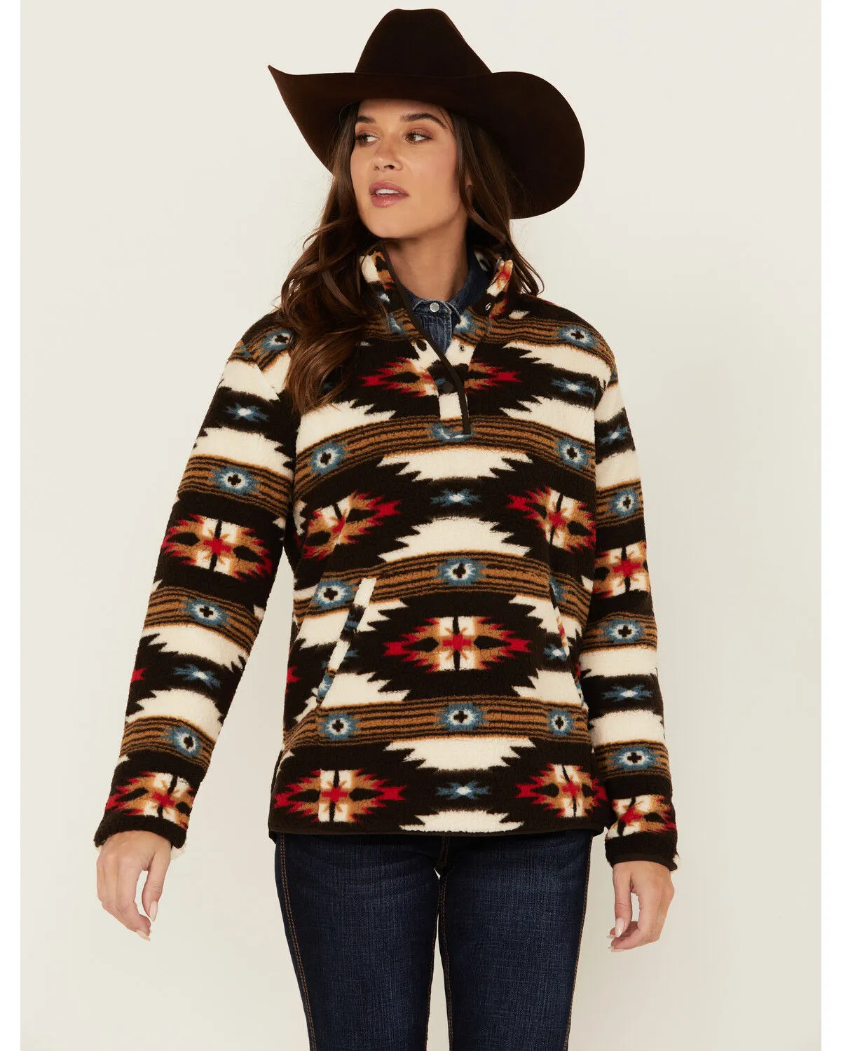 Product Name:  Wrangler Women's Southwestern Print 1/2 Zip Sherpa Fleece Pullover