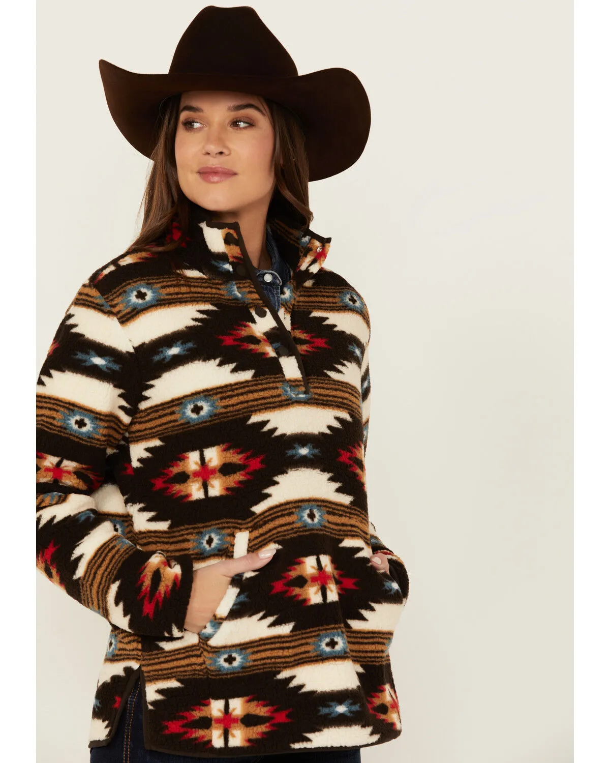 Product Name:  Wrangler Women's Southwestern Print 1/2 Zip Sherpa Fleece Pullover