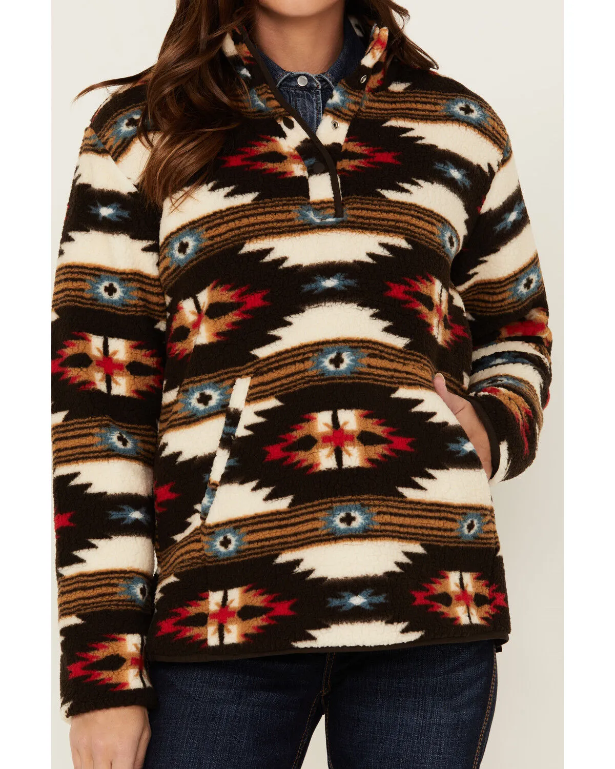 Product Name:  Wrangler Women's Southwestern Print 1/2 Zip Sherpa Fleece Pullover