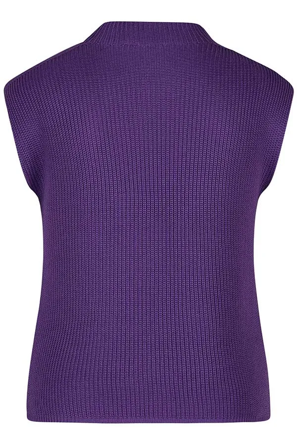 Rabe & LecomtePURPLE SHOULDER BUTTON SLEEVELESS PULLOVER