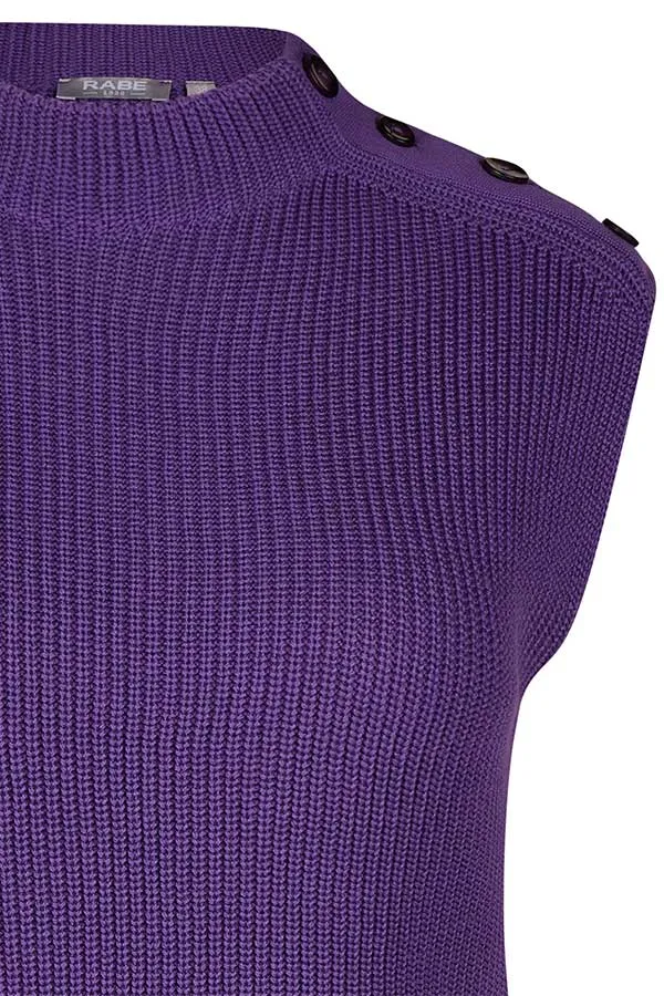 Rabe & LecomtePURPLE SHOULDER BUTTON SLEEVELESS PULLOVER