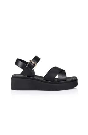 Radar Flatform Sandals Black Smooth